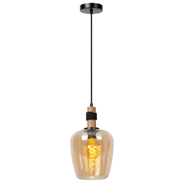 Szklana lampa zwieszana Ilona 45408/22/62 czarny bursztynowy
