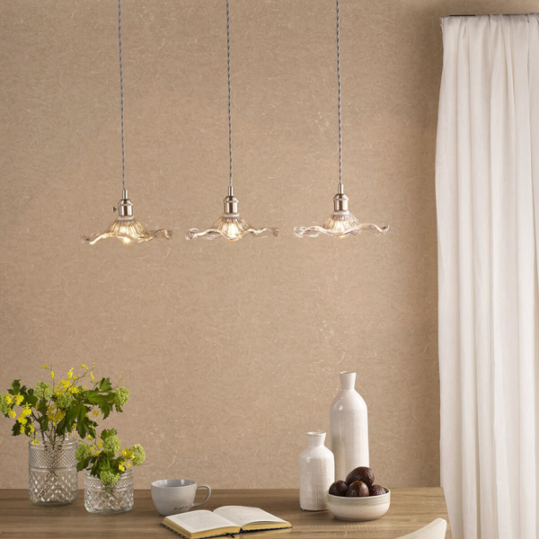 Wisząca lampa szklana Hadano HAD3661-12 falista chrom przezroczysty