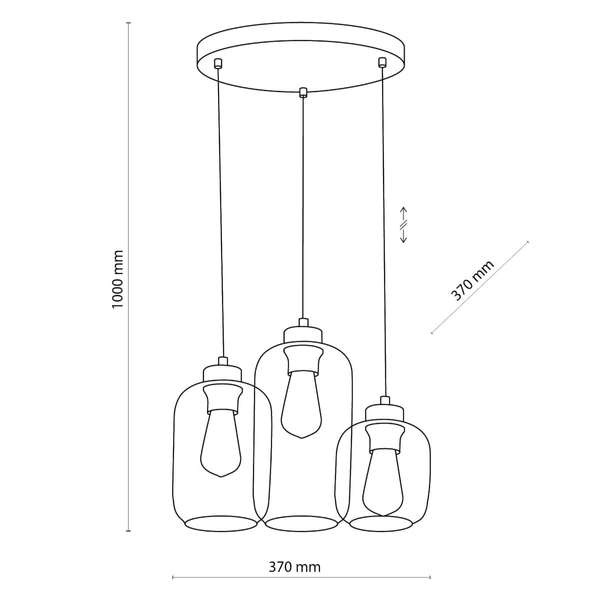 Okrągła lampa wisząca Marco 3175 TK Lighting potrójna szklana przezroczysta