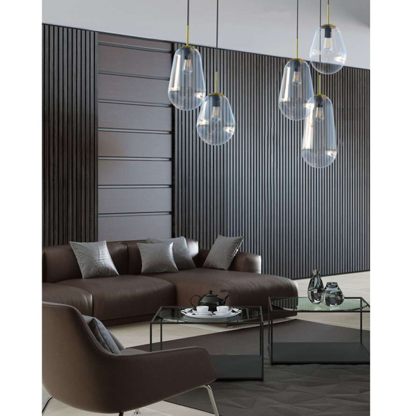 LAMPA wisząca PEAR 8671 Nowodvorski szklana OPRAWA loftowy zwis przezroczysty czarny złoty