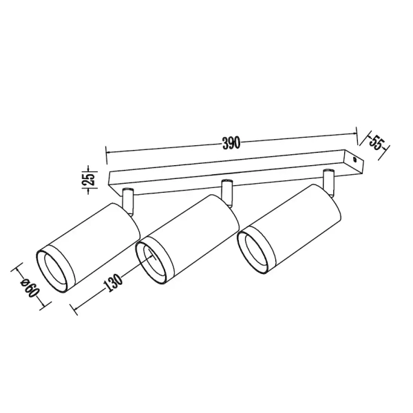 Potrójna natynkowa lampa Mica Spot ML2098 tubki do jadalni czarny