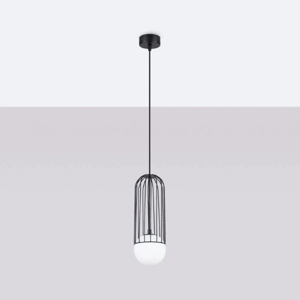 Lampa zwis Brina SL.1332 Sollux klatka bańka do salonu czarna