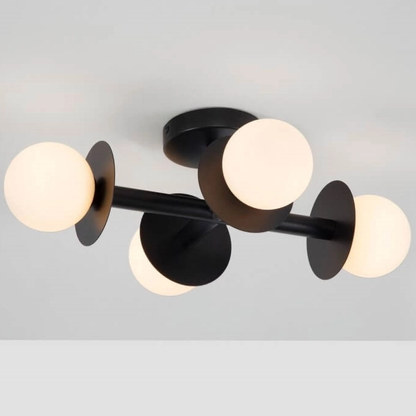Sufitowa lampa 4-punktowa URUAPAN LE42887 Luces Exclusivas szklane kule białe czarna