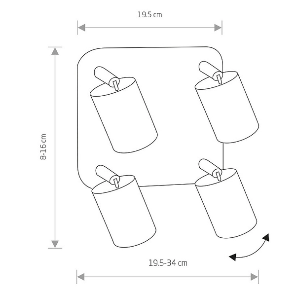 Srebrne tuby regulowane Eye Spot 5844 sufitowa lampa do gabinetu