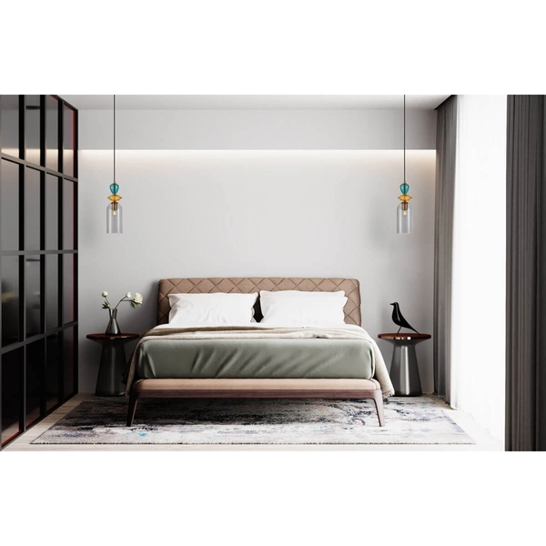 Szklana lampa wisząca Busco PND-30263-1C-BRO-SG przydymiony złoty kolorowy