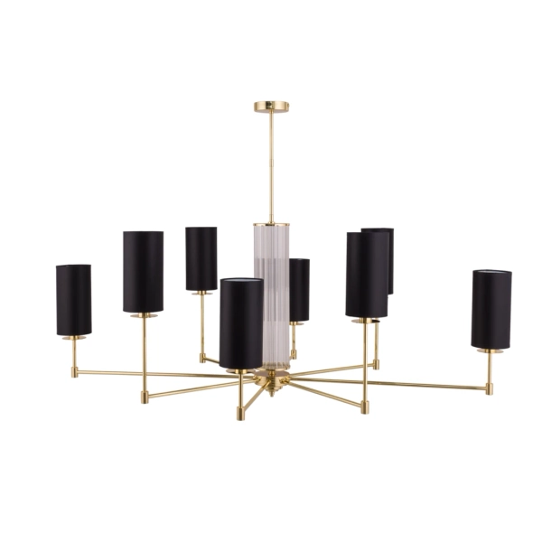Żyrandol z abażurami Empoli EMP-ZWL-8 (Z) podłużne tuby czarne mosiądz