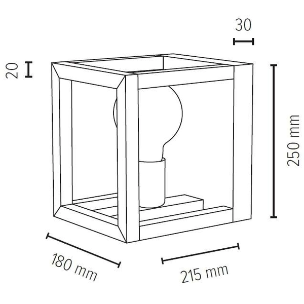Ekologiczna LAMPA ścienna KAGO 9159174 Spotlight drewniana OPRAWA kostka kinkiet kwadratowy cube dąb olejowany czarna
