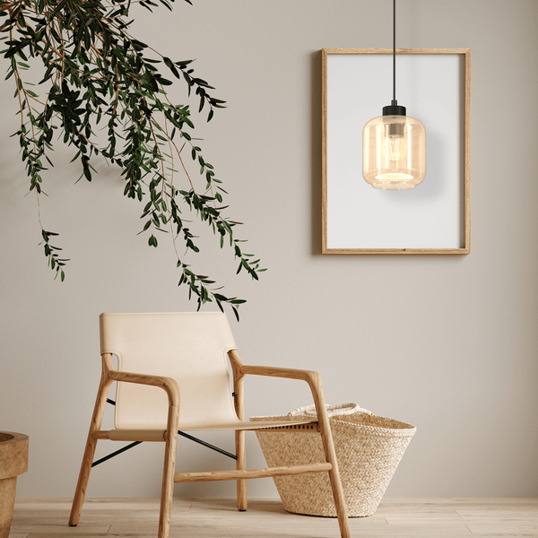 Lampa wisząca szklana Sombra MLP8370 bursztynowa czarna