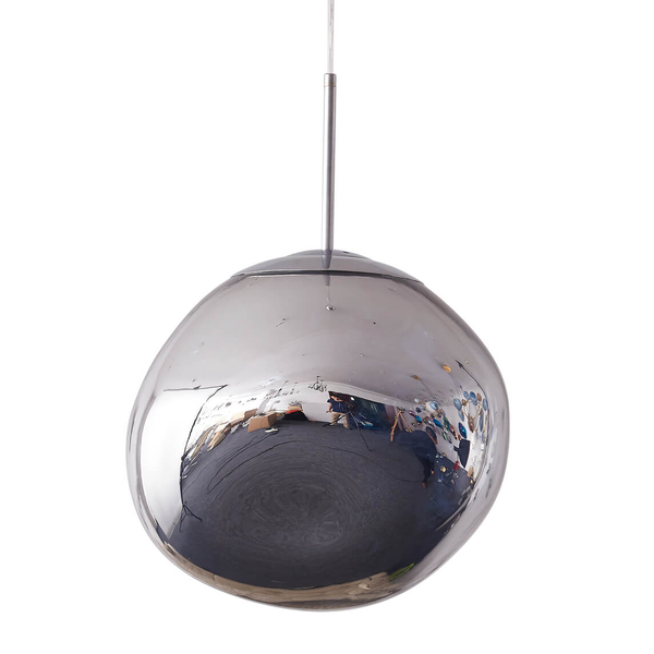 Połyskująca lampa wisząca GLAM MP-1239-380 chrome bańka ognista srebrna