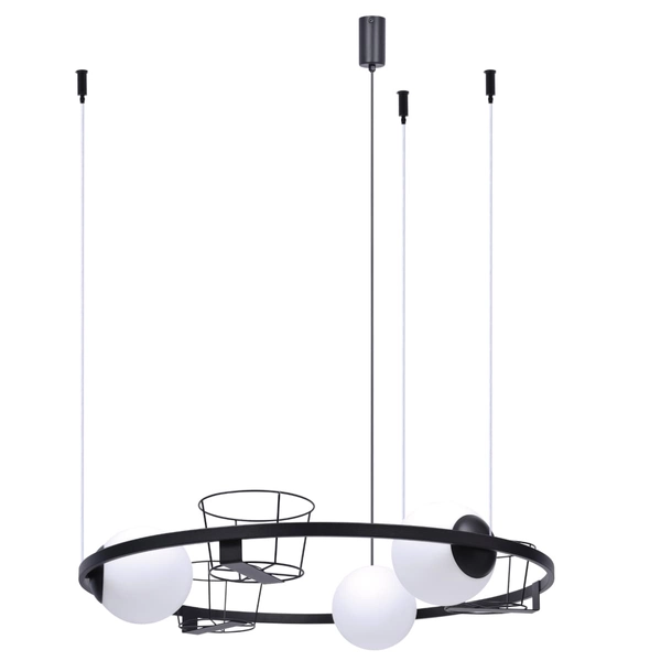 Kuchenna lampa wisząca PLANT 5005 Zumaline kwietniki kule czarna biała