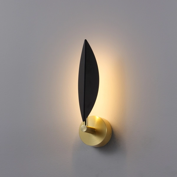 Kinkiet designerski Buket 639401135 Elkim LED 2W 3000K liść złota czarny złoty