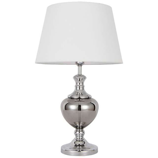 Abażurowa LAMPKA biurkowa KORREZ TB-6620-1 Italux klasyczna LAMPA stołowa stojąca chrom biała