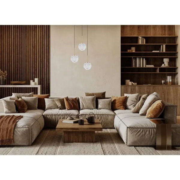 Potrójna kryształowa wisząca lampa Padri PND-40827-3-HBR-CL glamour złota
