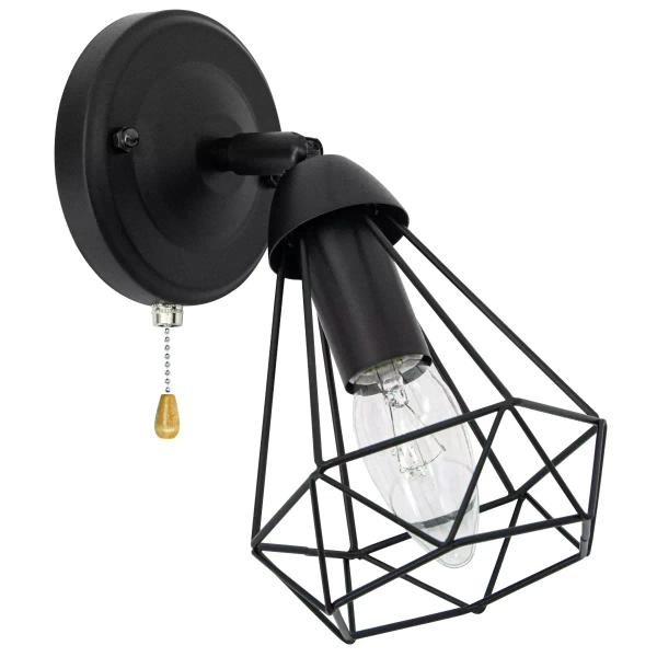 Metalowa lampa ścienna 8414/1 BL druciak do holu czarny