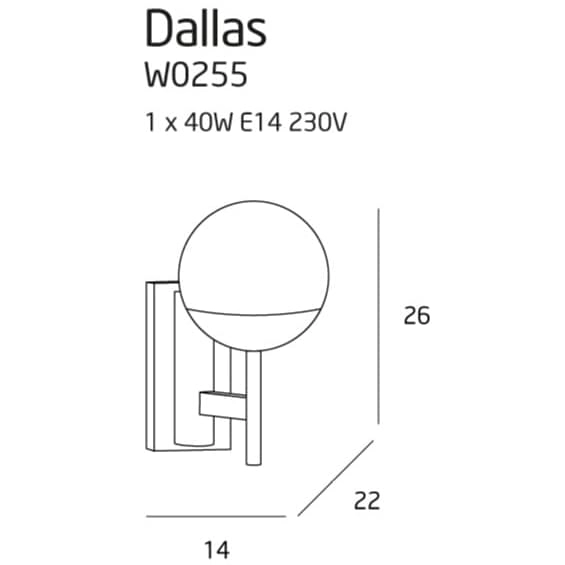 Loftowy kinkiet DALLAS W0255 Maxlight kula metal szkło czarny