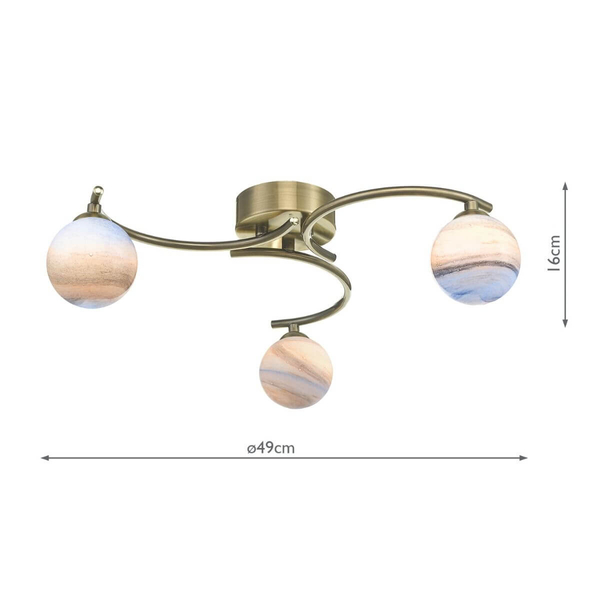 Lampa sufitowa potrójna Atiya ATI5375-07 planety mosiądz kolorowy