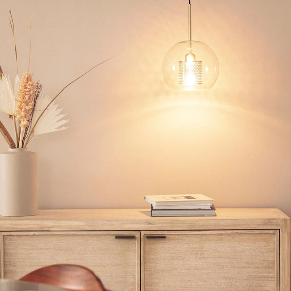 Szklana lampa wisząca Nobile ABR-Z0N-E27 Abruzzo kula złoty przezroczysty