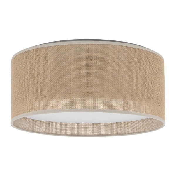 Okrągły plafon jutowy klosz Juta 5798 TK Lighting do salonu brązowy biały
