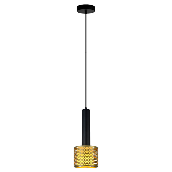 Zwisowa lampa do jadalni Amo LP-0702/1P GD tuba złota czarna