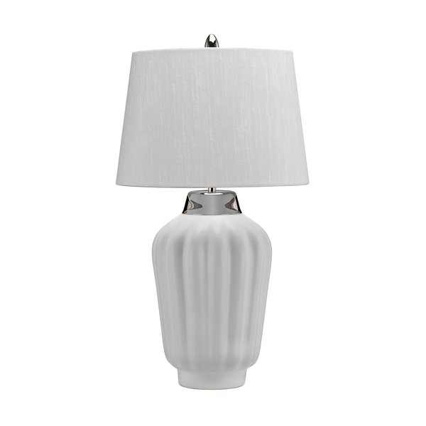 Ceramiczna lampka biurkowa QN-BEXLEY-TL-WPN nikiel biała