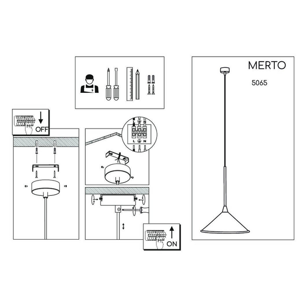 Lampa wisząca metalowa Merto 5065 Shilo trójkątne abażur czarny