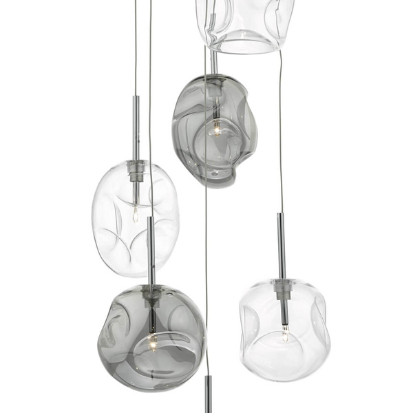 Szklana lampa wisząca QUINN QUI6410 przydymiony przezroczysty chrom