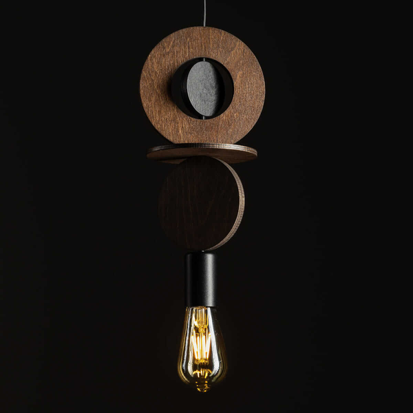 Zwisająca lampa nad stół Drops 11175 okręgi drewniana czarna