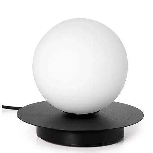 Minimalistyczna lampa na stół Borra B2A122P1 kula z wtyczką biały czarny