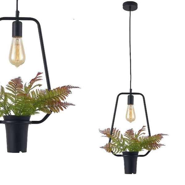Wisząca LAMPA kuchenna 313867 metalowa OPRAWA ramka dekoracyjna ZWIS geometryczny plants czarny