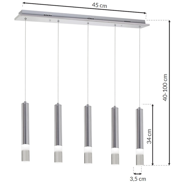 LAMPA wisząca ICE ML323 Milagro zwis OPRAWA listwa sufitowa LED 25W 4000K tuby sople chrom