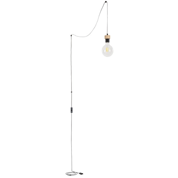 Lampa wisząca CLARTE 34814104 loftowa metalowy zwis czarny drewno