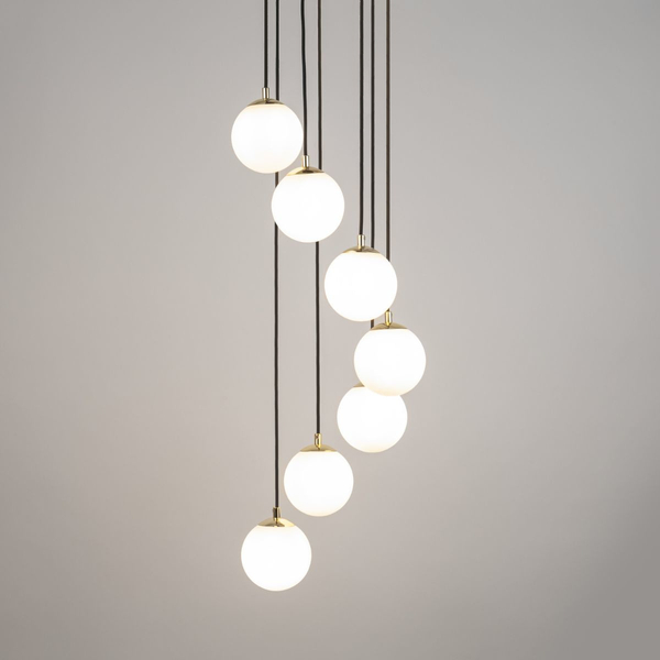 Lampa wisząca Piano 33660 Sigma kaskada kule balls białe mosiądz