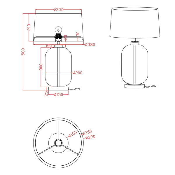 Abażurowa lampka stołowa Amur LP-919/1T transparent Light Prestige czarna