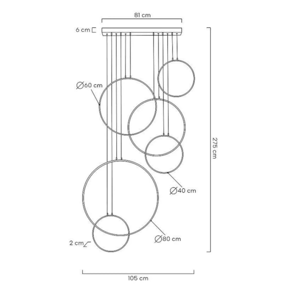 Pierścieniowa lampa wisząca Circulo MSE010100371 Moosee LED 156W 3000K czarna