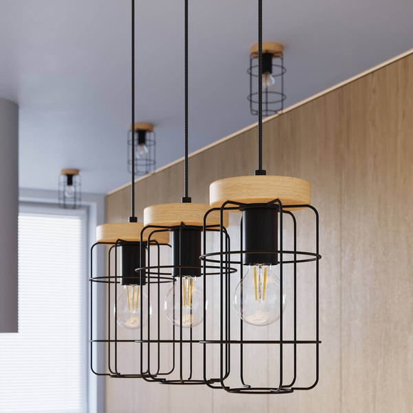 Potrójna lampa wisząca Gotto SL.1264 loft na listwie czarna