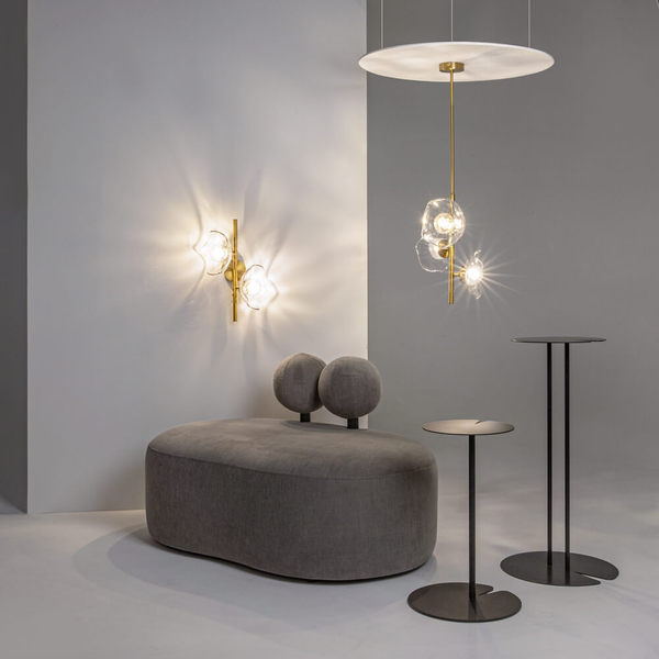 Lampa ścienna do salonu Miracle MOD207WL-02BS szklana mosiądz przezroczysta