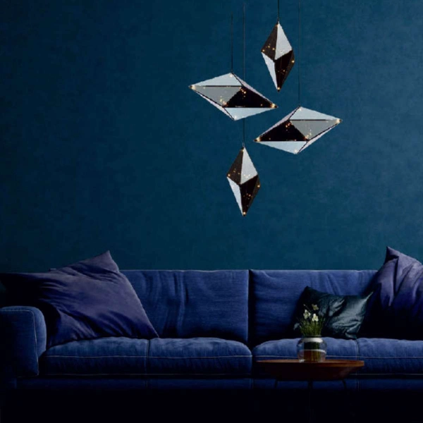 LAMPA wisząca KONSTELACJA LP-055/1P BK Light Prestige szklana OPRAWA geometryczny ZWIS przydymiona czarna