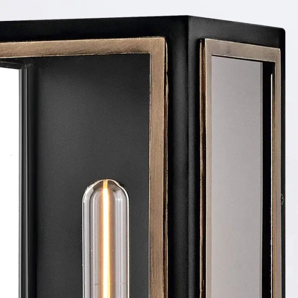 Ogrodowa lampa ścienna Shaw QN-SHAW-2M-BK prostokąt IP44 czarny brąz