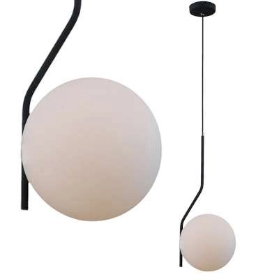 Loftowa LAMPA wisząca CARIMI PND-3300-1-BK metalowa OPRAWA szklany ZWIS kula grafitowa biała
