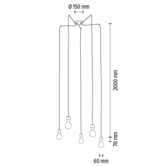 Lampa wisząca CLARTE 3491504 metalowa loftowy zwis pająk czarny drewno