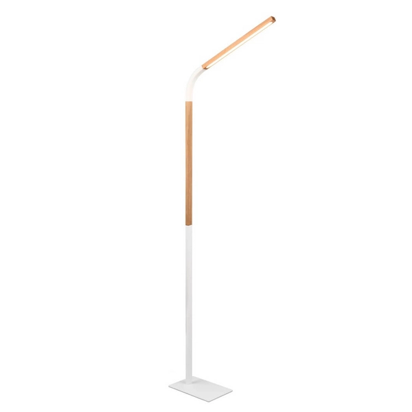Drewniana lampa stojąca Norris 445210131 LED 14W 3000K z wtyczką biała