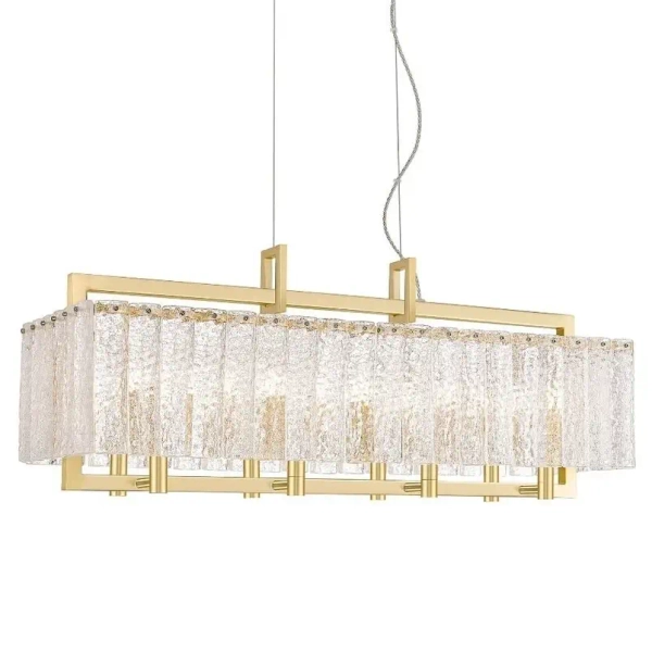 Wisząca lampa glamour PALACE P0523-08A-U8AC prostokątna szklana złota