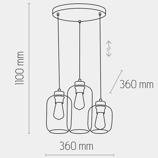 Potrójna wisząca lampa Marco 3325 TK Lighting owalna szklana wielokolorowa