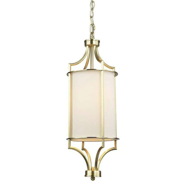 Klasyczna LAMPA wisząca Lunga Old Gold Orlicki Design abażurowa OPRAWA okrągły ZWIS tuba na łańcuchu kremowa złota