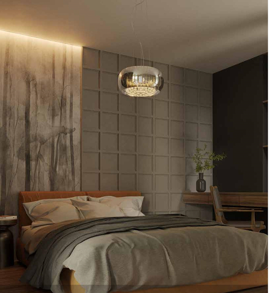 Lampa wisząca MOONLIGHT P0076-06X szklana glamour zwis krople łezki chrom