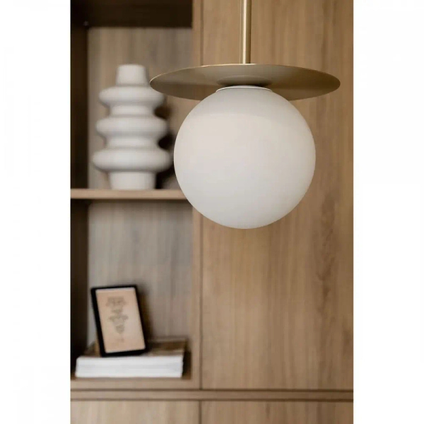 Zwisająca lampa kulista Borra BRB331PL szklana mosiądz białe
