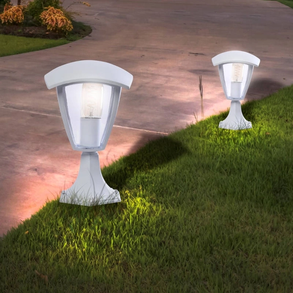 Biały słupek zewnętrzny FOX EKO3513 ogrodowa lampa retro outdoor