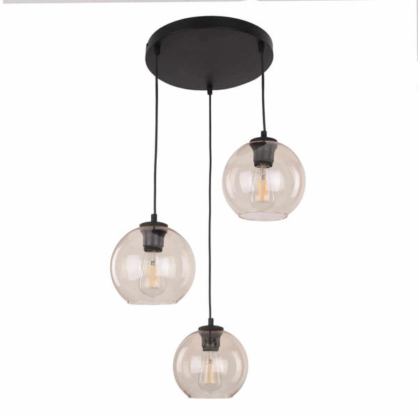Okrągła lampa wisząca Cubus 4601 TK Lighting kaskadowa szklana bursztynowa