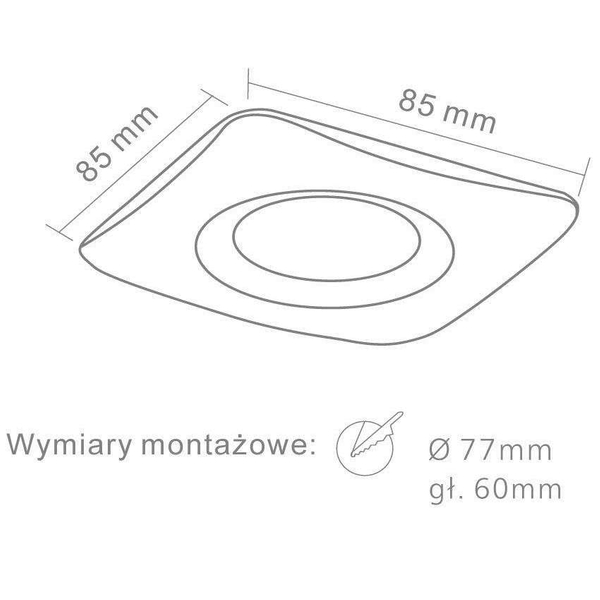 Oczko LAMPA sufitowa Bello IP44 Orlicki Design metalowa OPRAWA wpust kwadratowy chrom