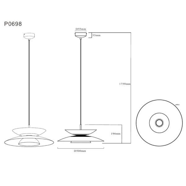 Salonowa lampa wisząca MAYUMI P0698 kaszmirowa metalowa LED 12W 3000K nad stół
